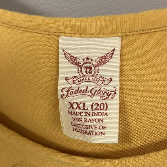 Faded glory mustard yellow detailed shirt xxl 20 - Picture 3 of 8